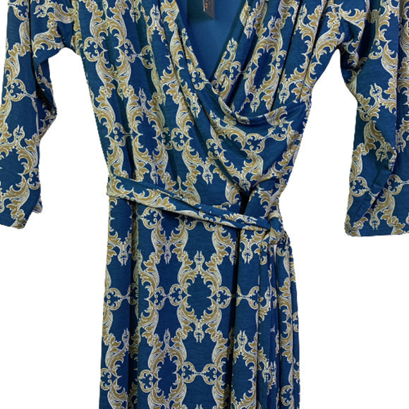 MIX x 41HAWTHORNE Teal Blue & Gold Demask A-Line‎ Dress - NWT - Picture 4 of 11